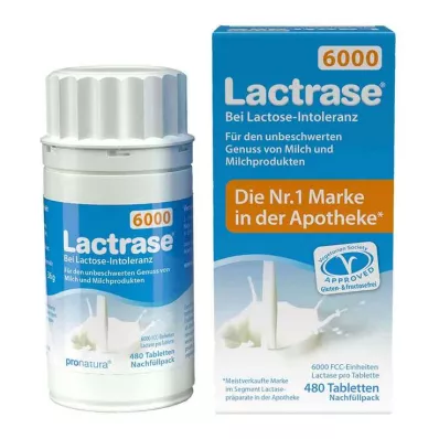 Lactrase 6000 FCC tabletki, opakowanie uzupełniające do dozownika typu click, 480 szt