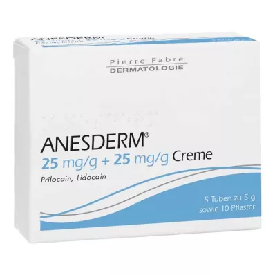 ANESDERM 25 mg/g + 25 mg/g krem + plaster, 5X5 g