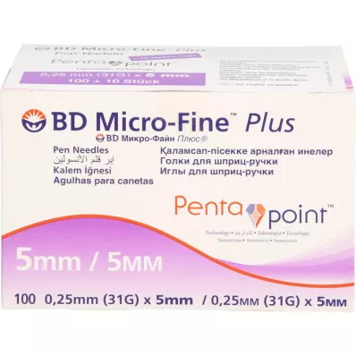 BD MICRO-FINE+ 5 igieł do długopisów 0,25x5 mm 31 G, 100 szt