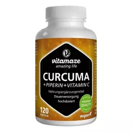 CURCUMA+PIPERIN+Wegańskie kapsułki witaminy C, 120 szt