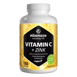 VITAMIN C 1000 mg tabletki wegańskie o wysokiej dawce + cynk, 180 szt