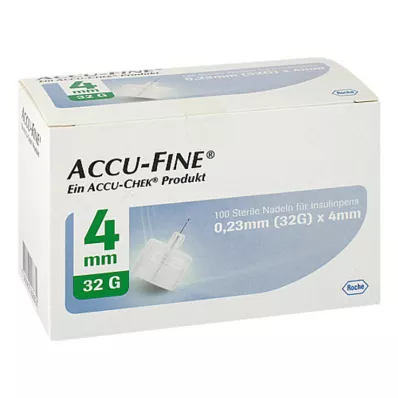 Sterylne igły Accu Fine do wstrzykiwaczy insulinowych 4 mm 32 G, 100 szt