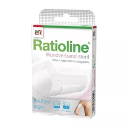 RATIOLINE Opatrunek na ranę 7x5 cm sterylny, 5 szt
