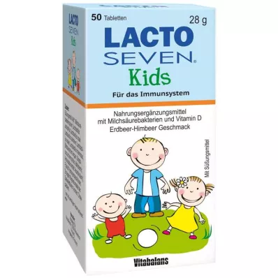 LACTO SEVEN Tabletki o smaku truskawkowo-malinowym dla dzieci, 50 szt