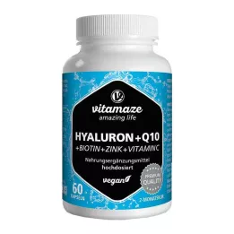 HYALURONSÄURE 200 mg w wysokiej dawce + koenzym Q10 wegański, 60 szt