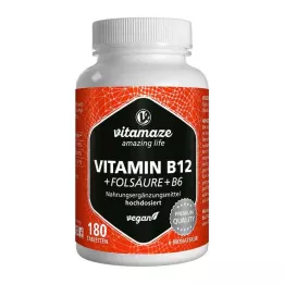VITAMIN B12 1000 µg w wysokiej dawce +B9+B6 tabletki wegańskie, 180 szt