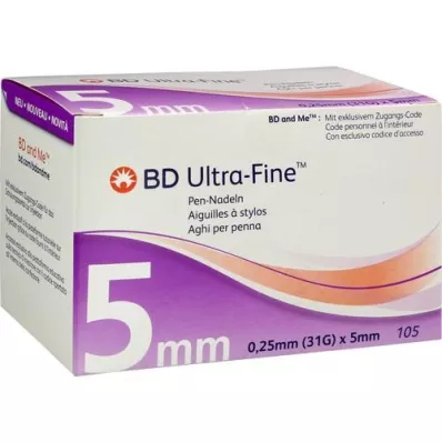 BD ULTRA-FINE Igły do długopisów 5 mm 31 G 0,25 mm, 105 szt