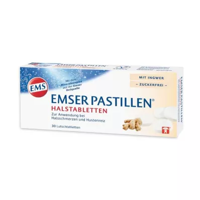 Emser pastylki do ssania na gardło z imbirem bez cukru, 30 szt Emser pastylki do ssania na gardło z imbirem bez cukru, 30 szt