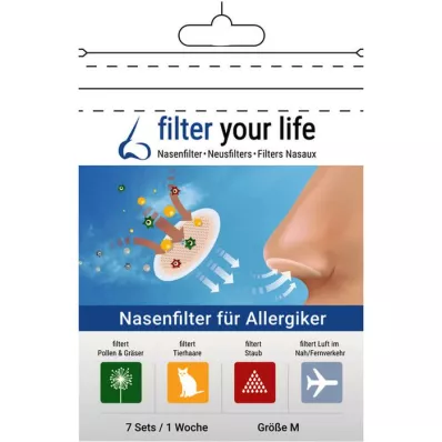 FILTER YOUR LIFE Filtr do nosa dla alergików rozmiar M, 7X2 szt