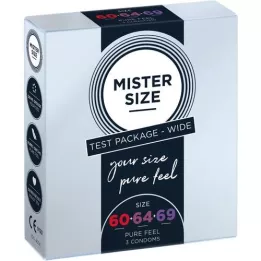 MISTER Opakowanie próbne prezerwatyw w rozmiarze 60-64-69, 3 szt