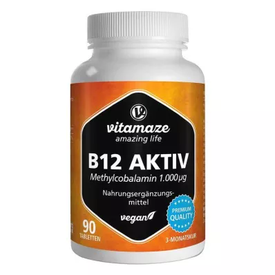 B12 AKTIV 1000 µg tabletki wegańskie, 90 szt