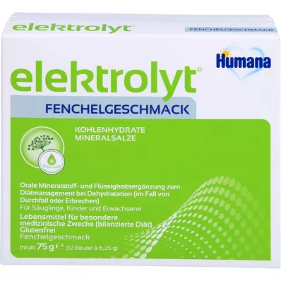 HUMANA Elektrolitowy koper włoski w proszku, pudełko składane, 75 g