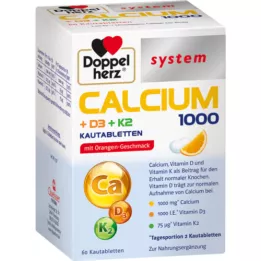 DOPPELHERZ Calcium 1000+D3+K2 system tabletki do żucia, 60 szt
