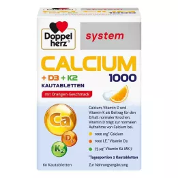 DOPPELHERZ Calcium 1000+D3+K2 system tabletki do żucia, 60 szt