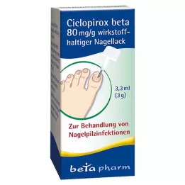 CICLOPIROX beta 80 mg/g aktywnego składnika lakieru do paznokci, 3,3 ml