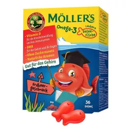 MÖLLERS Omega-3 Jelly Fish Strawberry tabletki do żucia, 36 szt