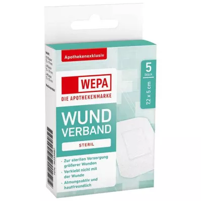 Opatrunek na rany Wepa 7,2x5 cm sterylny, 5 szt