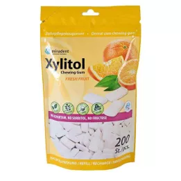 MIRADENT Xylitol Guma do żucia świeże owoce Refill, 200 St