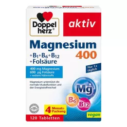 DOPPELHERZ Magnez 400+B1+B6+B12+kwas foliowy tbl, 120 szt