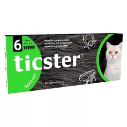 TICSTER Płyn do nakrapiania dla kotów o masie ciała do 4 kg, 6X0,4 ml