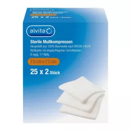 ALVITA Kompresy z gazy sterylne 7,5x7,5 cm, 25X2 szt