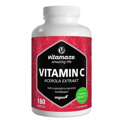 VITAMIN C 160 mg ekstraktu z aceroli w kapsułkach wegańskich, 180 szt