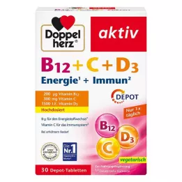 DOPPELHERZ Tabletki aktywne B12+C+D3 Depot, 30 szt