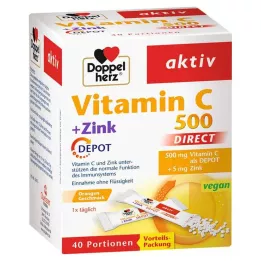 DOPPELHERZ Vitamin C 500+Zinc Depot DIRECT Pellets, 40 szt