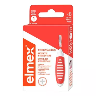 ELMEX Szczoteczki międzyzębowe ISO rozmiar 1 0,45 mm pomarańczowe, 8 szt ELMEX Szczoteczki międzyzębowe ISO rozmiar 1 0,45 mm pomarańczowe, 8 szt