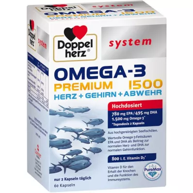 DOPPELHERZ Omega-3 Premium 1500 kapsułek systemowych, 60 kapsułek