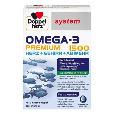 DOPPELHERZ Omega-3 Premium 1500 kapsułek systemowych, 120 kapsułek