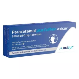 PARACETAMOL plus Caffeine axicur 350 mg/50 mg tbl, 20 szt