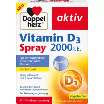 DOPPELHERZ Witamina D3 2000 j.m. w sprayu, 8 ml