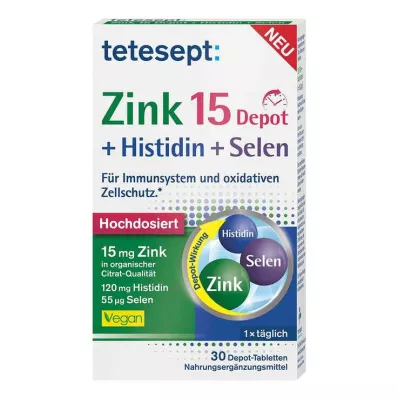 Tetesept Zinc 15 Depot + Histydyna + Selen tabletki powlekane, 30 szt Tetesept Zinc 15 Depot + Histydyna + Selen tabletki powlekane, 30 szt