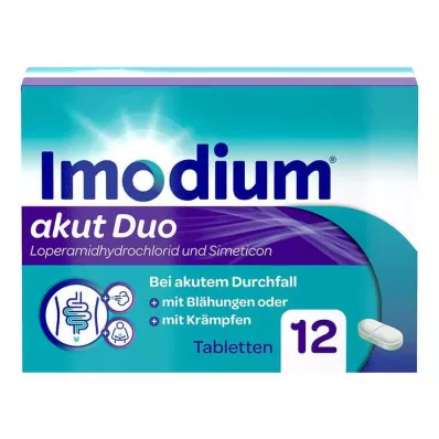 Imodium ostry duet - na ostrą biegunkę z wzdęciami, 12 szt Imodium ostry duet - na ostrą biegunkę z wzdęciami, 12 szt