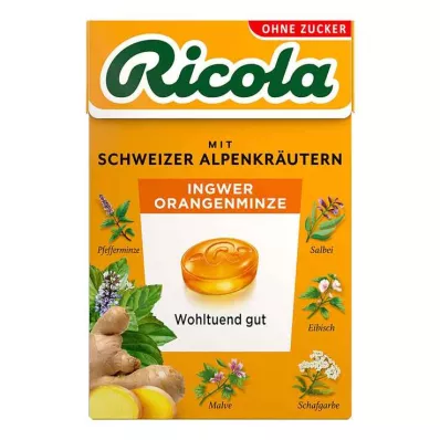 Ricola bez cukru pudełko cukierków imbirowo-pomarańczowo-miętowych, 50 g Ricola bez cukru pudełko cukierków imbirowo-pomarańczowo-miętowych, 50 g