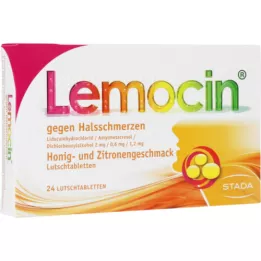 LEMOCIN przeciw bólowi gardła Honey-u.Zitroneng.Lut., 24 szt