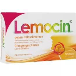 LEMOCIN przeciw bólowi gardła Orange flavour Lut., 24 szt
