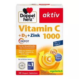 DOPPELHERZ Witamina C 1000+D3+Cynk Depot Tabletki, 30 szt