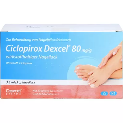 CICLOPIROX Dexcel 80 mg/g aktywny składnik lakieru do paznokci, 3,3 ml