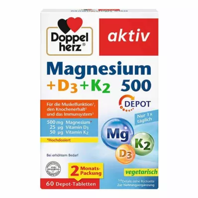 Doppelherz Magnez 500 + D3 + K2 Tabletki Depot, 60 szt Doppelherz Magnez 500 + D3 + K2 Tabletki Depot, 60 szt