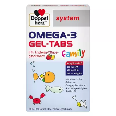 Doppelherz Omega-3 Gel-Tabs rodzina Strawberry Citrus system, 60 szt Doppelherz Omega-3 Gel-Tabs rodzina Strawberry Citrus system, 60 szt