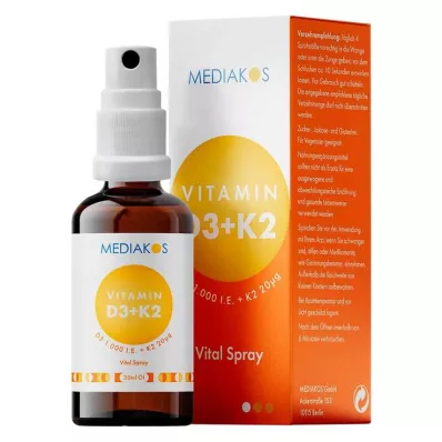 VITAMIN D3+K2 1000 j.m. 20 µg Mediakos Vital Spray, 20 ml