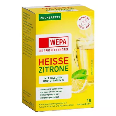 Wepa gorąca cytryna + witamina C + wapń w proszku bez cukru, 10X10 g