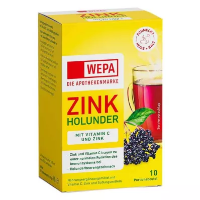 Wepa czarny bez cynkowy + witamina C + cynk w proszku bez cukru, 10x10 g