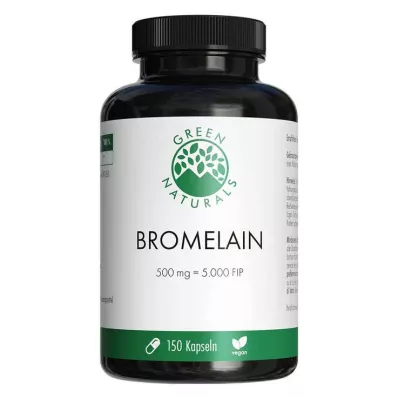 GREEN NATURALS Bromelaina 500 mg wegańska z 5000 FIP, 150 szt